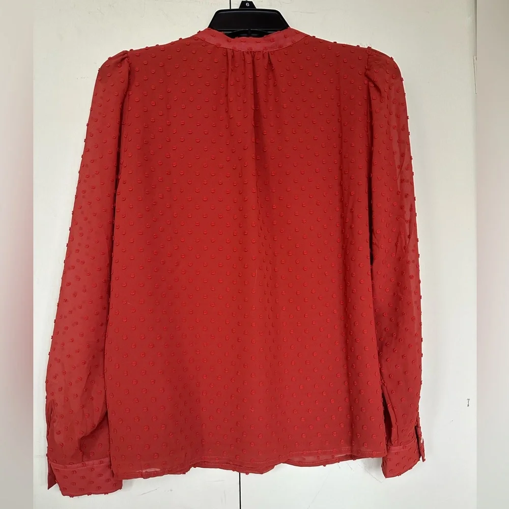 Burnt Orange Polka Dot J. Crew Long Sleeve Blouse Size S NWT - Picture 3 of 10